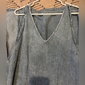 Striped Denim V-Neck Dress